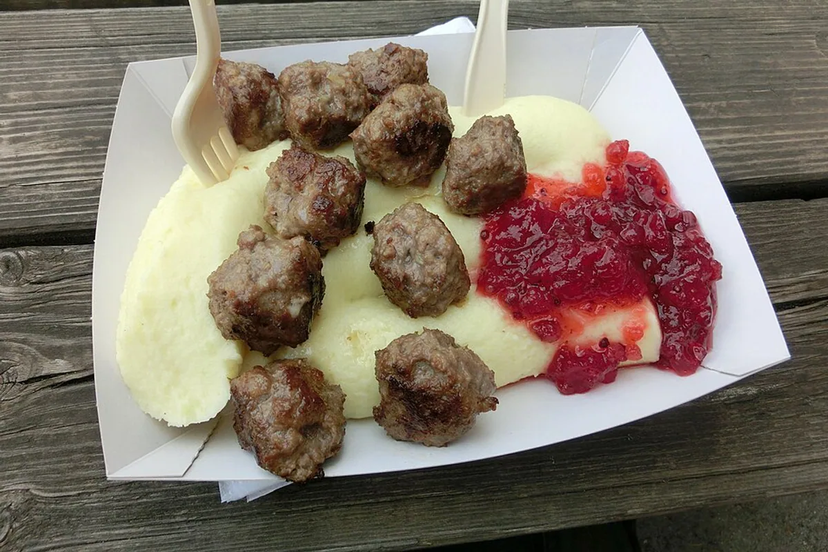 Swedish meatballs with creamy mashed potatoes and bright lingonberry preserves